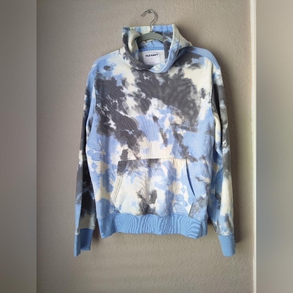 Old Navy Hoodie Sweatshirt Unisex Blue Spirit Tie Dye Pullover Long Sleeve Sz S